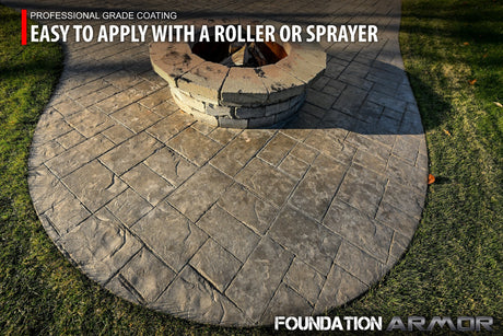 Armor AR350 coating applied with a roller or sprayer, smooth textured silver finish on a wall surface.